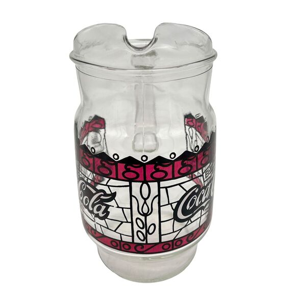 Coca-Cola Pitcher 9-Inch 72 oz Retro Stained-Glass Design Vintage Art Deco 70s - Picture 5 of 9